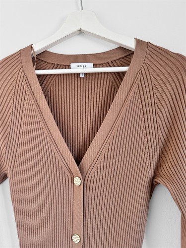 Reiss Camel Avery Rib-Knitted Midi Dress Size UK M Medium - Picture 15 of 19