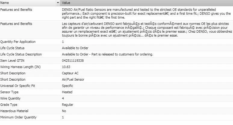 Denso Upstream Air/Fuel Ratio Sensor for 2013-2014 SUBARU WRX — 第 2/4 张图片