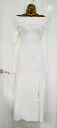 River Island | Jumper Dress | Long Bardot | Size 10 12 | Casual | knit | Cream
