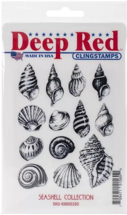 Резиновый зажимной штамп коллекция морских ракушек темно-красные марки - Изображение 2 из 3