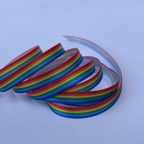 Cinta a rayas satinadas arco iris arcos sedosos suaves borde arcos regalo varios anchos - Imagen 2 de 5