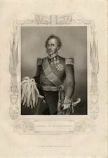 Portrait of General Sir De Lacey Evans. D.J.Pound engraving 1856