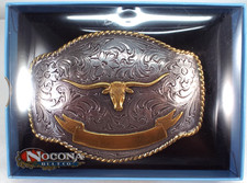 Nocona Western LONGHORN Bull Skull 1.5" Engravable Belt Buckle / Cowboy / Rodeo