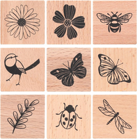 Stempel, 9 StüCk Holzstempel, PräGestempel, Stempelset, Holzstempel, Stempel Set