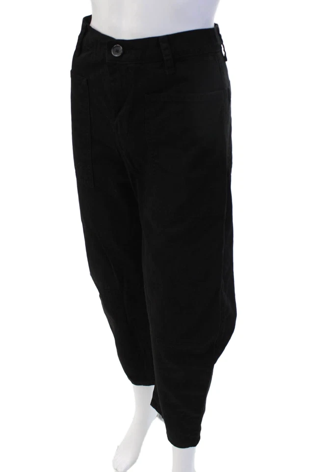 Pantalones cargo recortados unisex de terciopelo botones negros 100 % algodón talla 0 Foto 2 de 4