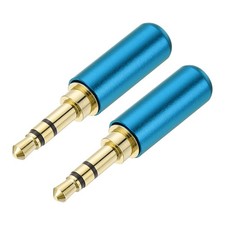 2Pcs 3.5mm 3 Pole Replacement Repair Plug Jack, Stereo Male Plug, Blue