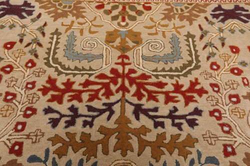 2'6''x12' Hand Tufted Wool Transitional Arts & Crafts Area Runner Beige,Blue - Picture 6 of 10