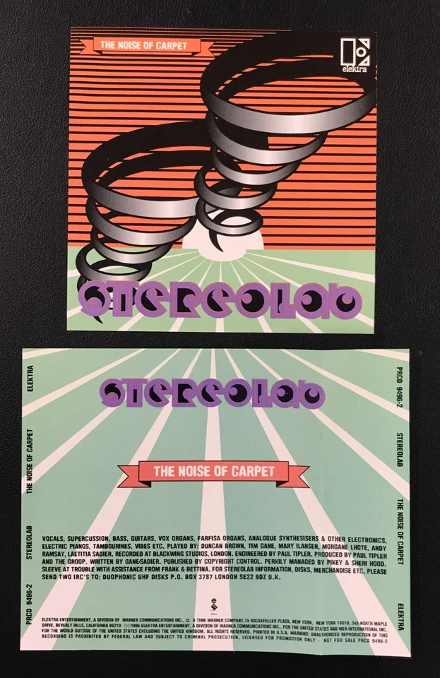 1996 Stereolab: The Noise Of Carpet NM Single PROMO CD Disc w/F+B Inserts WOW! - Image 4 of 4