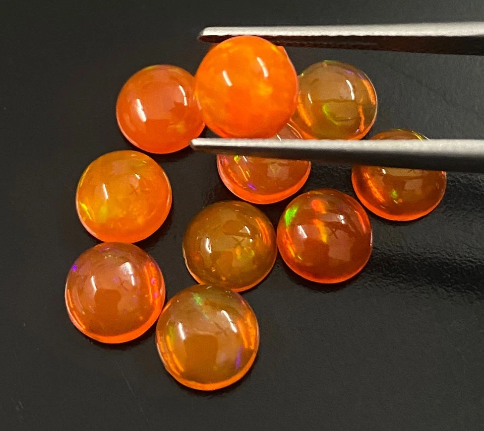Cabochão redondo laranja natural AAA opala etíope pedras preciosas soltas 3mm-8mm - Imagem 2 de 4