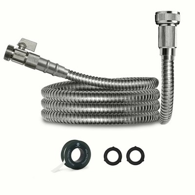 Morvat 1/2'' x 3 Foot Premium Stainless Steel Garden Hose with ON/OFF Valve