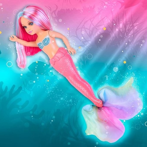 Nancy Coral, bambola sirena, con lunghi capelli multicolore, per bambine Famosa - Foto 2 di 4