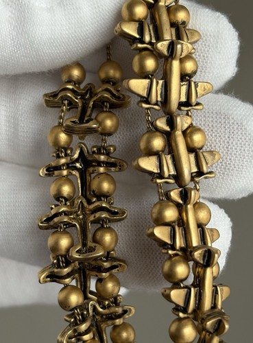 Vintage Gold Tone Airplane Bracelet 8in Double Link Crescent Clasp UNIQUE 51.9g - Picture 8 of 9