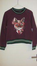 H&M Divided süßer Katzen Pullover Pulli Glitzer Gr.S Neu