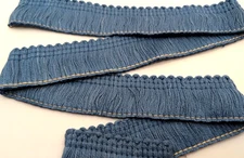Slate Blue Accent Brush Fringe Trim 2 YARD Cut Section 1 1/2" Crafts/Home Decor