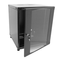 12U Server Cabinet Wall Mount Rack Enclosure with Caster Wheels 2 Server Fans...
