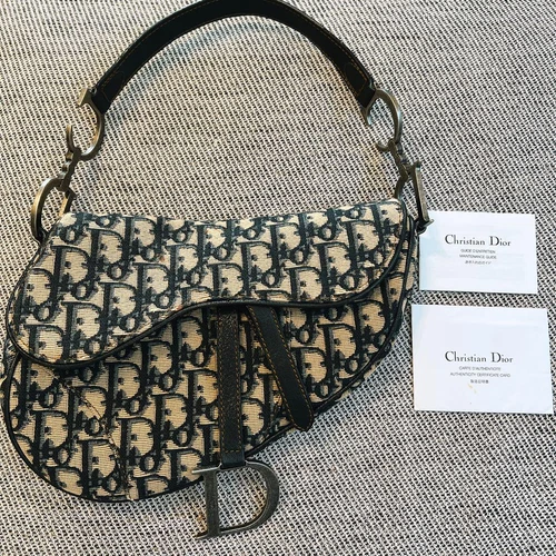 Sac bandoulière Dior trotteur selle toile beige argenté