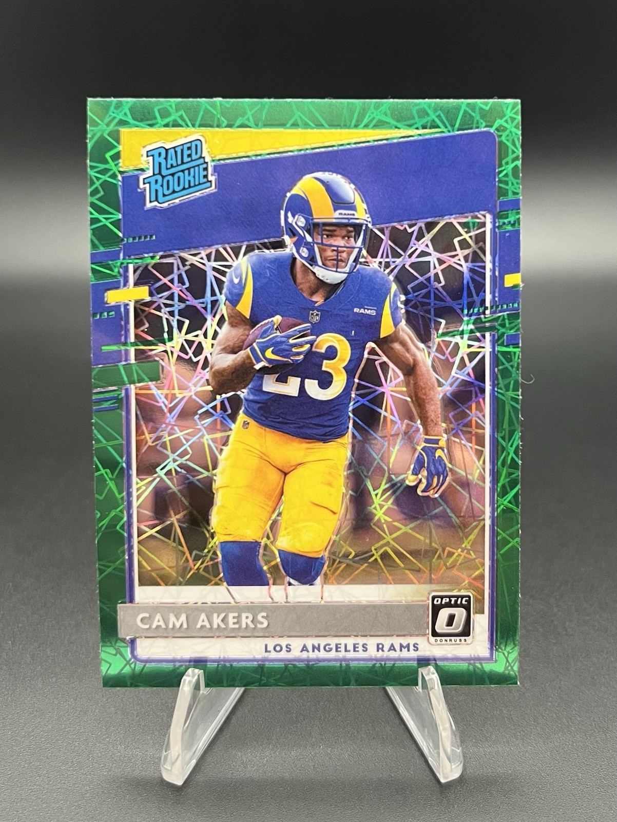 2020 Donruss Optic Rated Rookies Green Velocity Prizm Cam Akers RC Rams Vikings