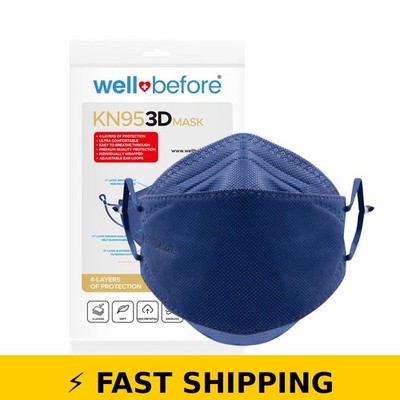 WellBefore KN95 Respirator Masks, Blue, Small, 10-Pack