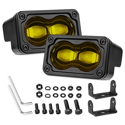 Rectangle SAE Pair Wide Cornering Amber Street Legal Fog LED Lights DOT Approved - Picture 11 of 15