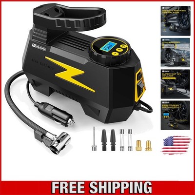 Versatile Tire Air Compressor with LED Light & 150PSI Gauge for Quick Inflation