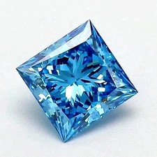 Certified 1 Ct Princess Cut Lab Grown Loose Natural Blue Color VVS1 CVD Diamond
