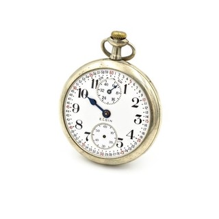 Orologio da tasca 1917 Elgin Railroad Grade Father Time 16s 21j set leva #WB6472 2