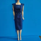 Vintage Look Barbie Dress, Sheath With Gold Buttons, Navy Blue