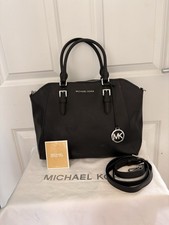 Autentica borsa Michael Kors nera argento ferramenta borsa a tracolla e tracolla ottime condizioni