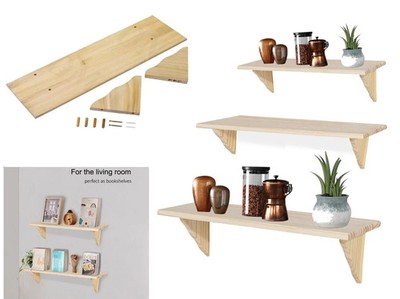 Naturholz Holzregal Aufbewahrung Wandmontage Kiefer Schweberegal Beschlagset