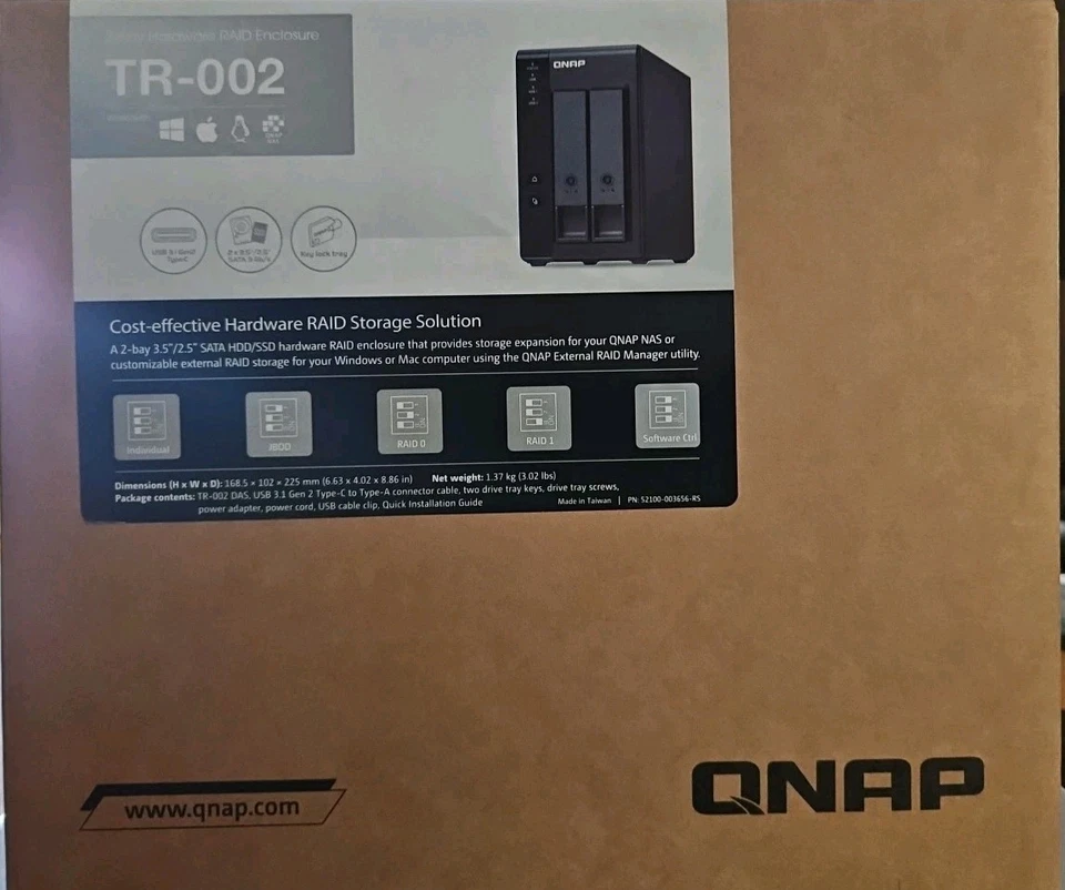 QNAP TR-002 2-Bay USB 3.2 Gen 2 Type-C RAID Expansion Enclosure, Diskless - Image 3 of 3