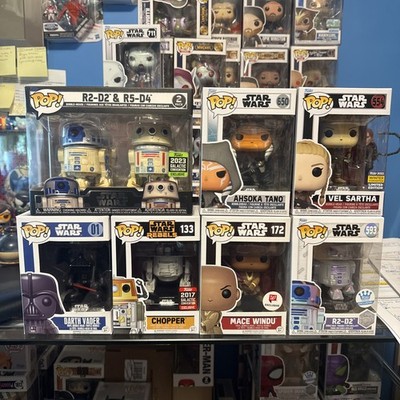 lot 7 Funko Pop Star Wars Chopper 133 Mace Windu 172 R2-D2 Facet 593 Vel 554 01