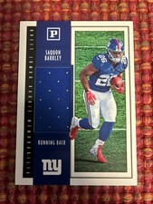 Saquon Barkley 2018 Panini Quest Jumbo Rookie Memorabilia Jersey Rookie Card. rookie card picture