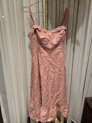 Gaala Paris Size 40 Linen Pink Midi Dress New No Tags