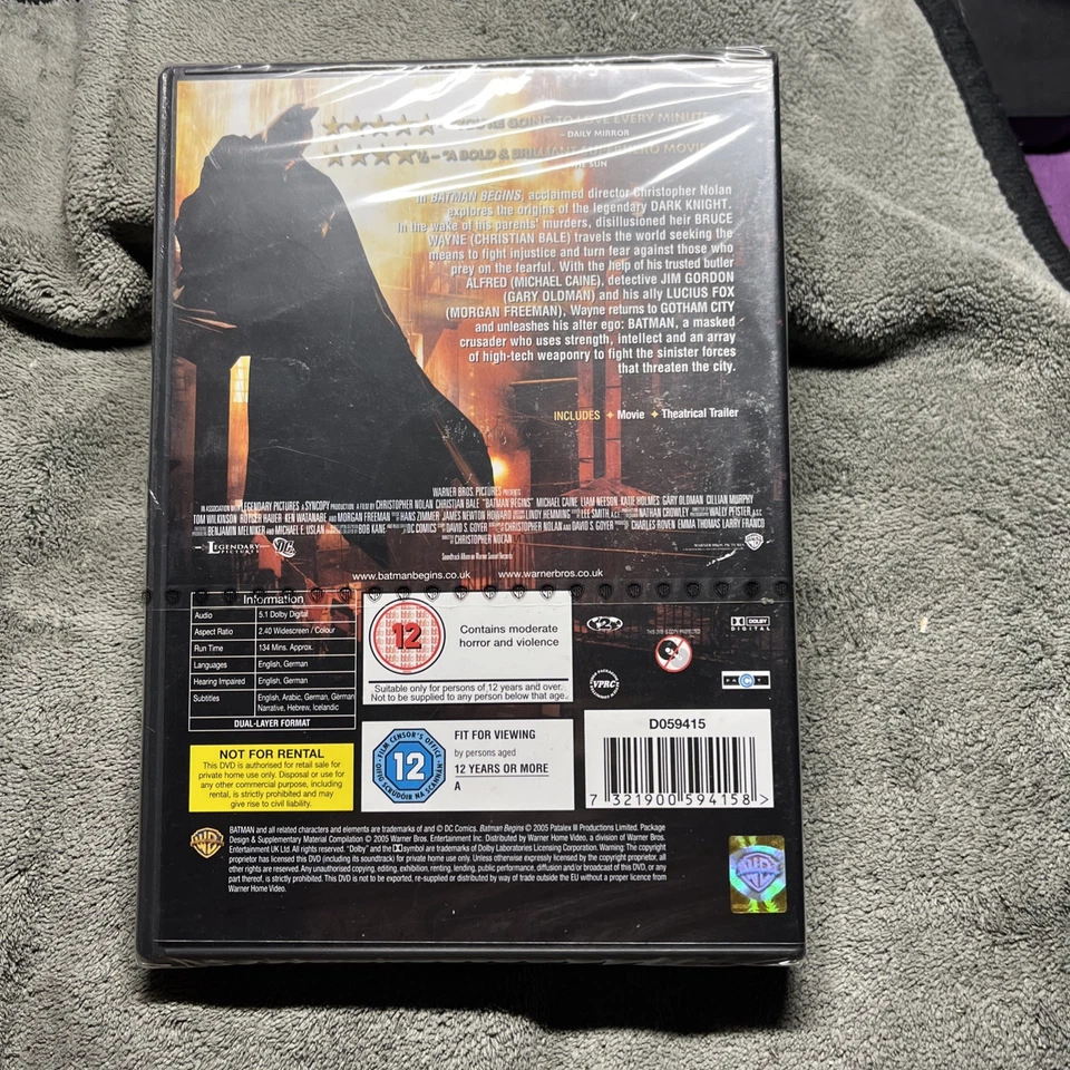 Batman Begins DVD (2006) Christian Bale, Nolan (DIR) cert 12 ***NEW*** - Image 2 of 4