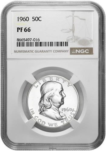 1960 50C Proof Silver Franklin Half Dollar NGC Graded PF 66 in New Holder