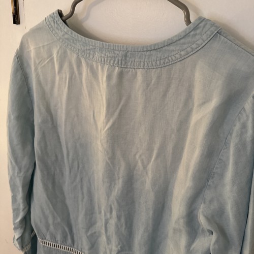 Cloth And Stone Anthropologie Shirt Sz Small Denim Ombré Look Top Blouse Blue - Picture 9 of 11