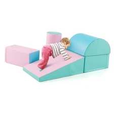  5 Pieces Climbing Toys for Toddlers, Soft Foam Block Play Pink & Blue