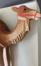 Große Emil Helbig Holzfigur 2× Kamel Figur handgeschnitzt handbemalt Erzgebirge