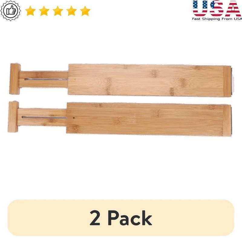 Expandable Bamboo Drawer Dividers Adjustable Kitchen Bathroom Office Organizers
