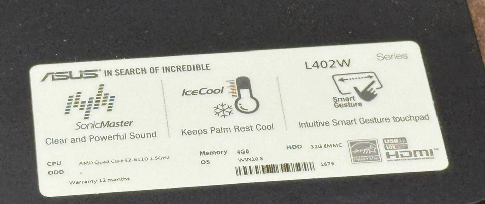 ASUS Laptop Model L402W - Image 3 of 4