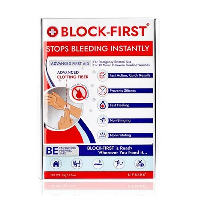 BLOCKFIRST Advanced First Aid Kit  Stops Bleeding Instantly & Prevents Stitch...