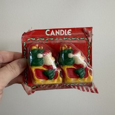 Vintage Christmas Santa And Sleigh With Toys Set Wick Candles NOS
