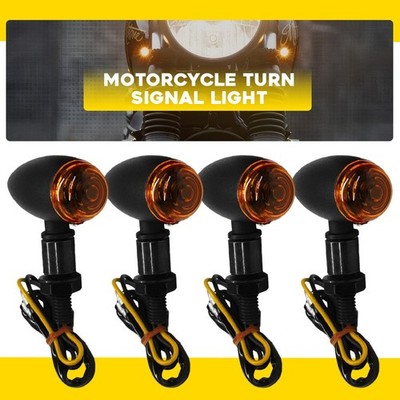 4PCS Black Motorcycle Turn Signals Bullet Blinker Indicator Light Amber Lamp 12V