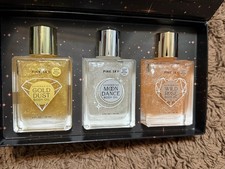 NIB Pink Sky Shimmering Body Oil Set of 3 Gold Dust Wild Rose Vanilla 2 fl oz
