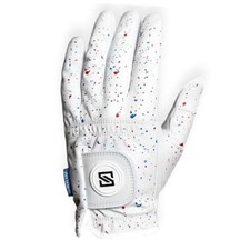 Premium Golf Glove - 100 AAA Cabretta Leather - Large Red Blue Drip Left