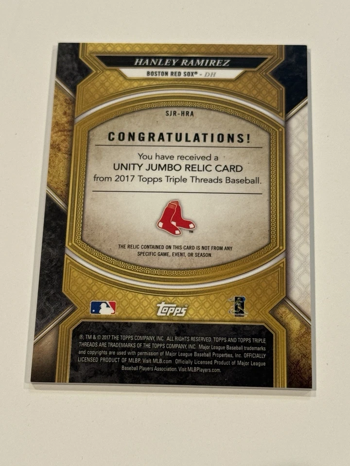 2017 Topps Triple Threads - Single Jumbo Relics Hanley Ramirez #SJR-HRA /36... - Image 2 of 4