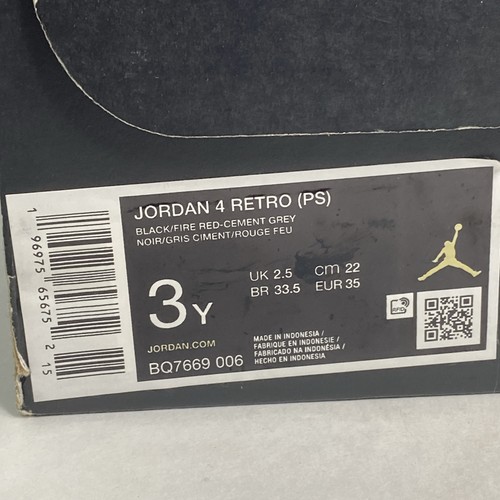 Nike Air Jordan 4 Retro Reimagined Bred PS Kid's Size 3Y Shoes BQ7669-006 +Box - Picture 2 of 10