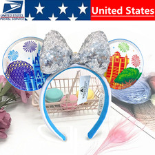 Disney Parks WDW Park Icons Castle Silver Bow Minnie Mouse Ears Headband