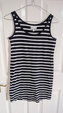 Next Maternity Womens Navy Blue White Striped Cotton Bodycon Dress Size 8 VGC