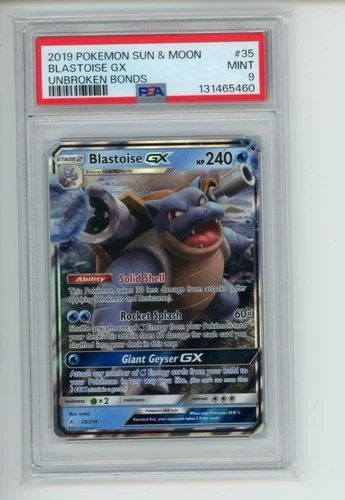 2019 Pokemon Unbroken Bonds Blastoise GX 35/214 Holo Rare PSA 9 MINT (460)